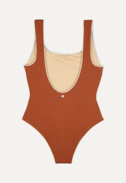 Swimsuit "Zephyr" in chestnut brown pique