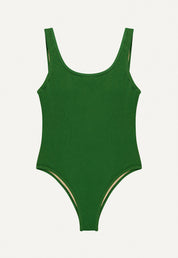Swimsuit "Zephyr" in dark green terry