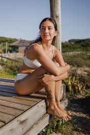 Surf Bikini Bottom "Fugu" in creme white