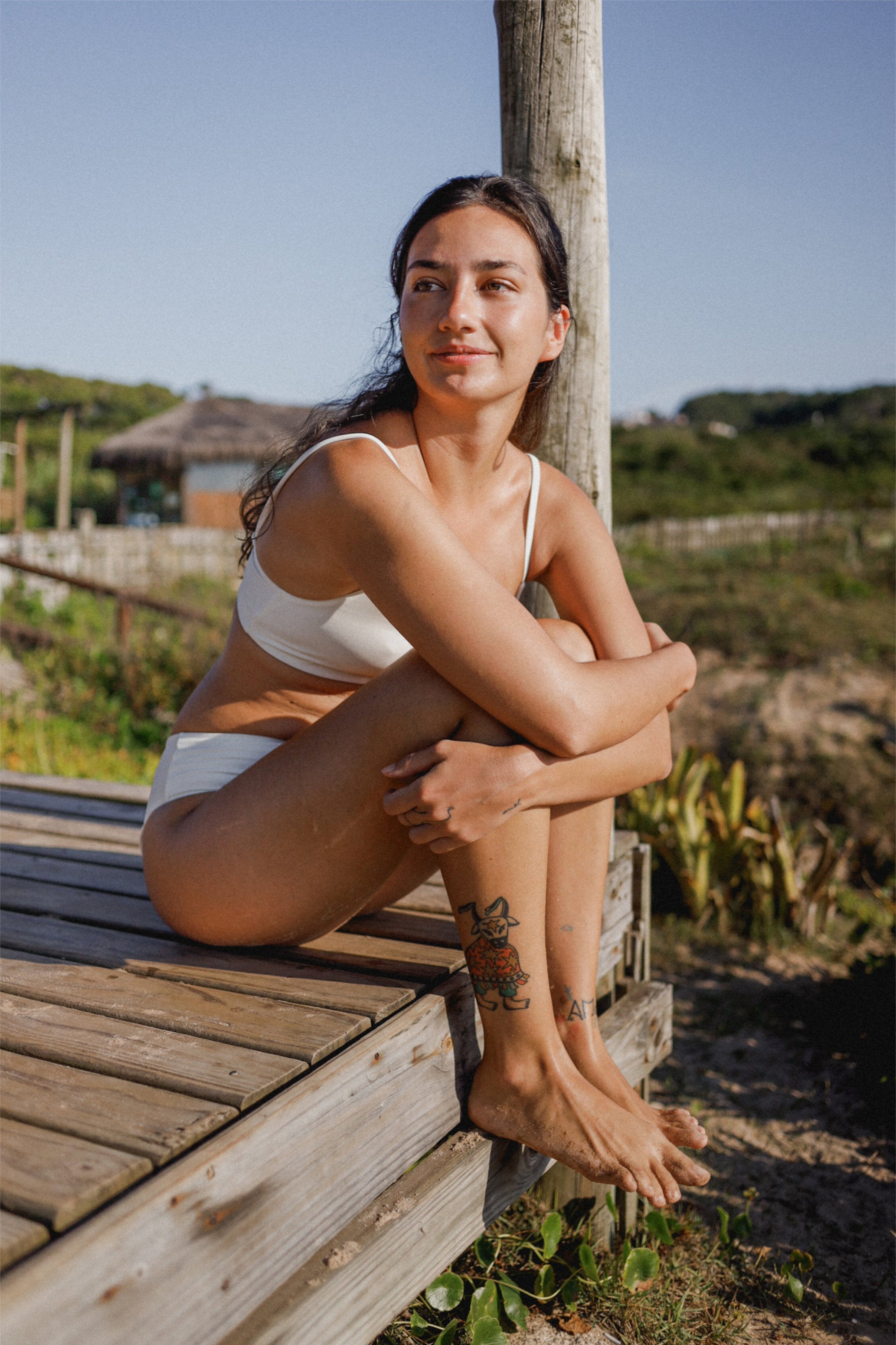 Surf Bikini Bottom "Fugu" in creme white