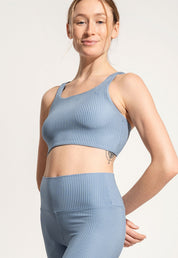 Yoga Oberteil „Mica“ in Blau gerippt 1